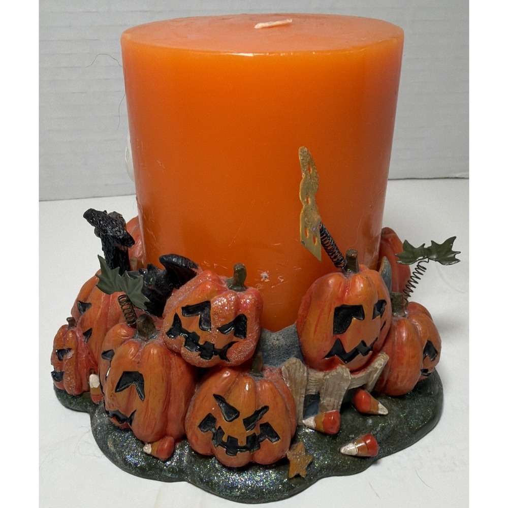 Halloween Spring Springy Pumpkin Pillar Candle Holder